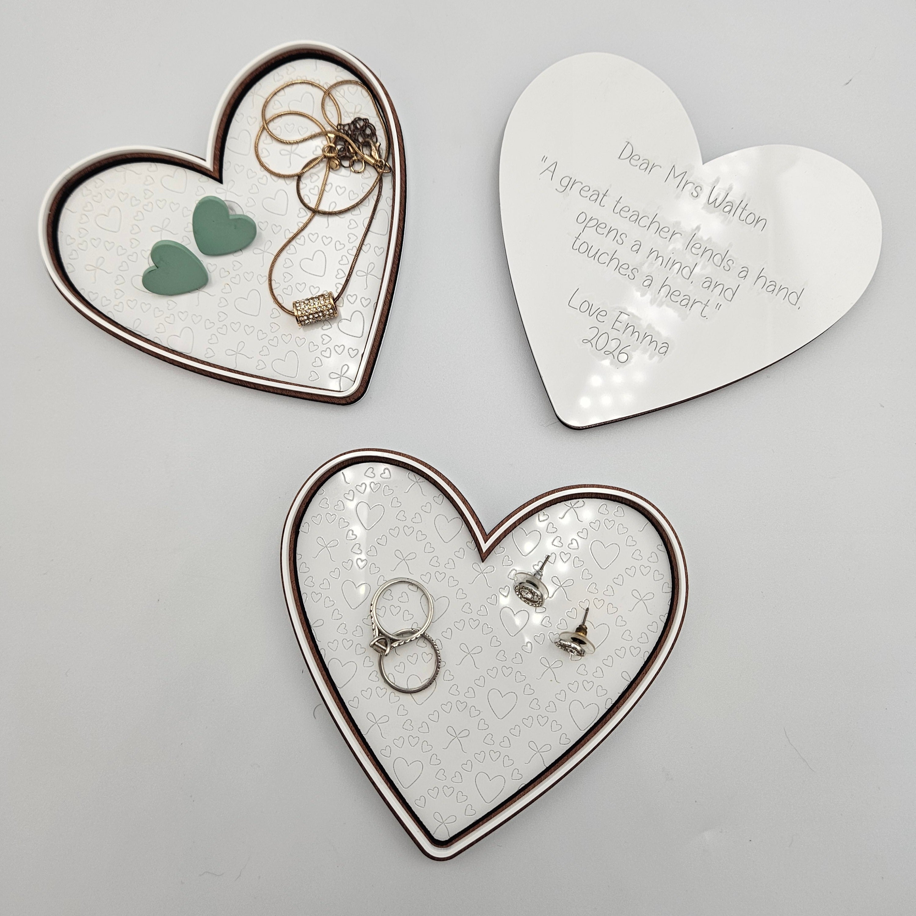 Patterned heart trinket tray