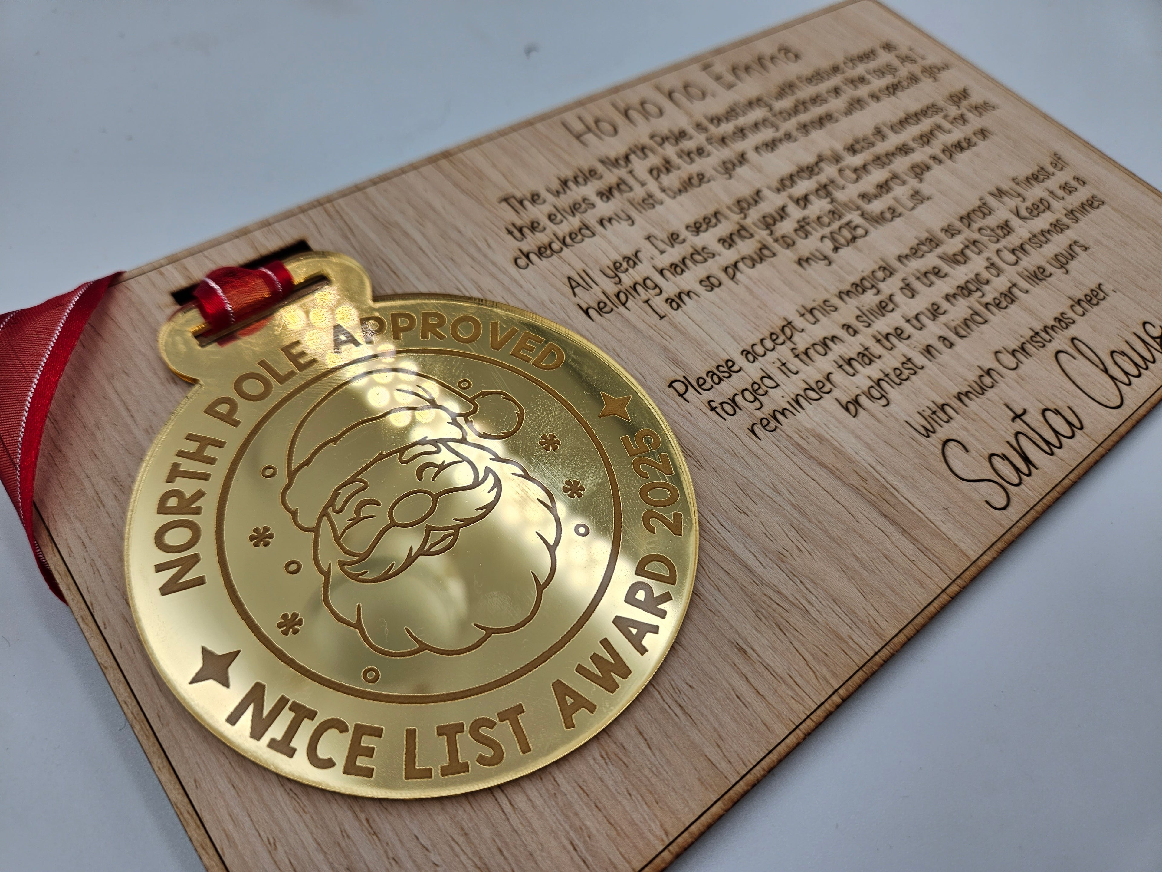 Nice List Award with personalised keepsake letter