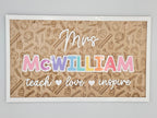 School supplies rainbow teacher plaque