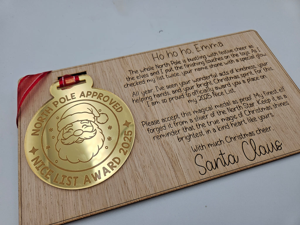 Nice List Award with personalised keepsake letter